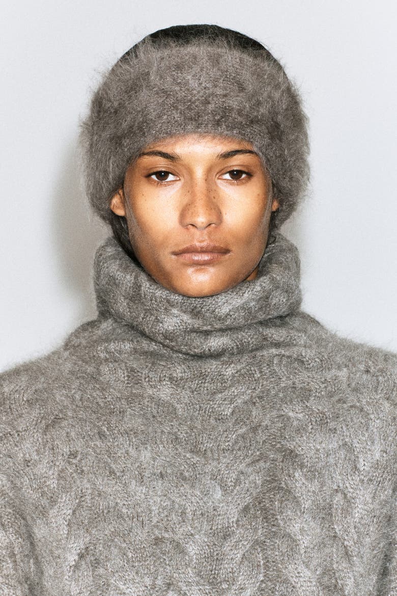 Brushed-wool Headband, Main, color, TAUPE