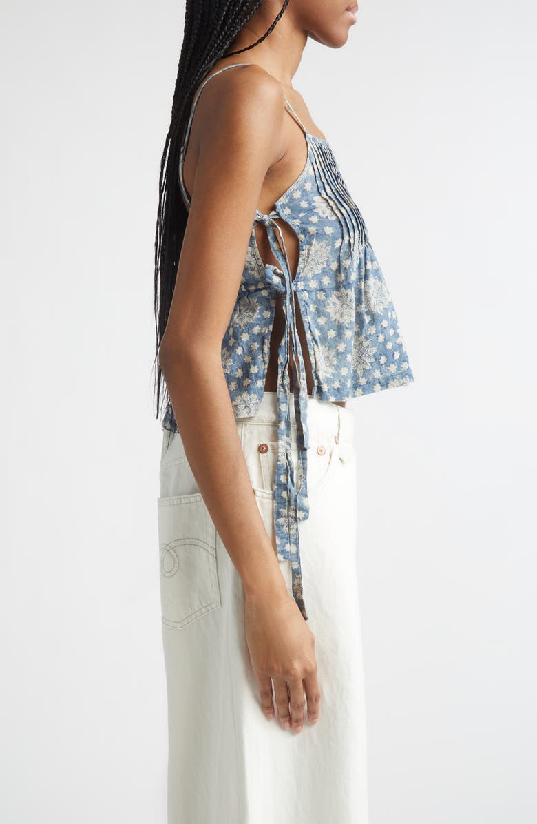 R13 Square Neck Camisole, Alternate, color, Indigo Medallion Print