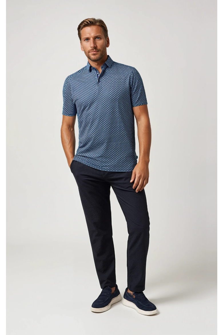 Skull Print Techno Stretch Polo, Alternate, color, Dark Navy