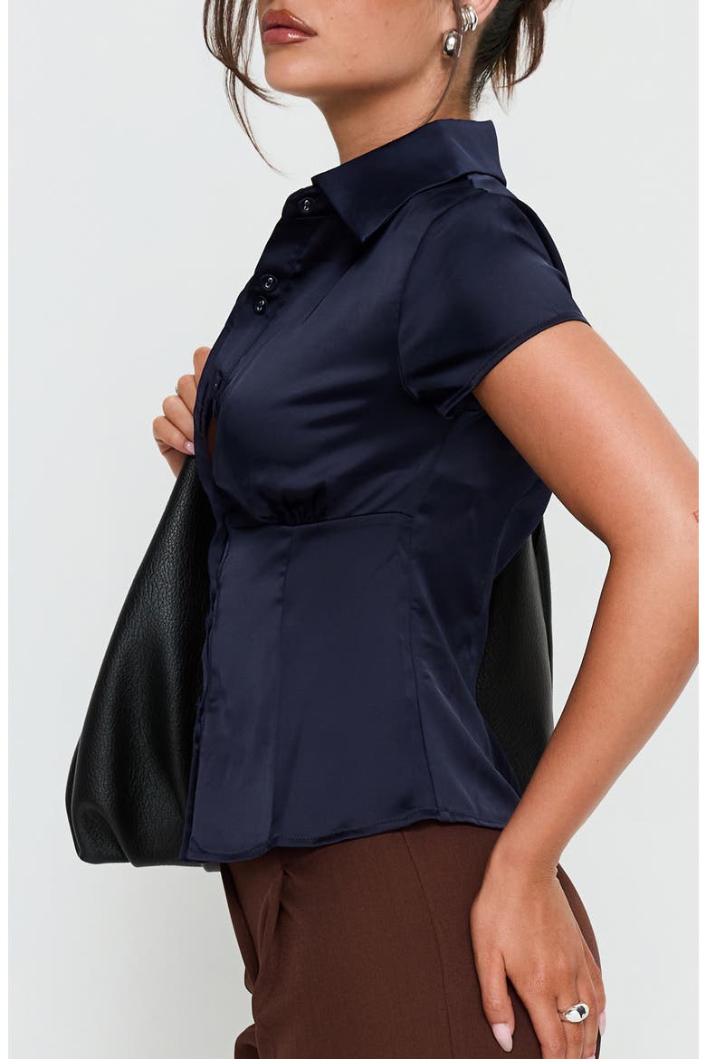 Cottesloe Satin Top, Alternate, color, NAVY