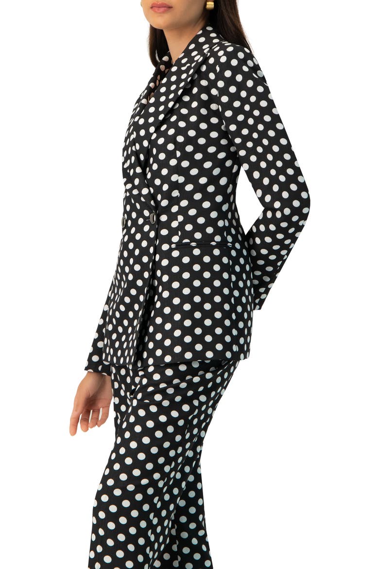 Double-Breasted Polka Dot Blazer, Alternate, color, Black