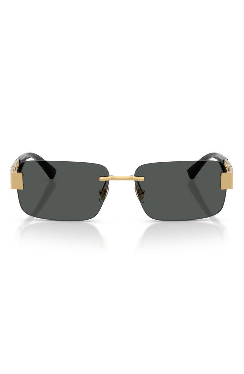 Versace 58mm Rimless Rectangular Sunglasses, Main, color, Gold / Dark Grey