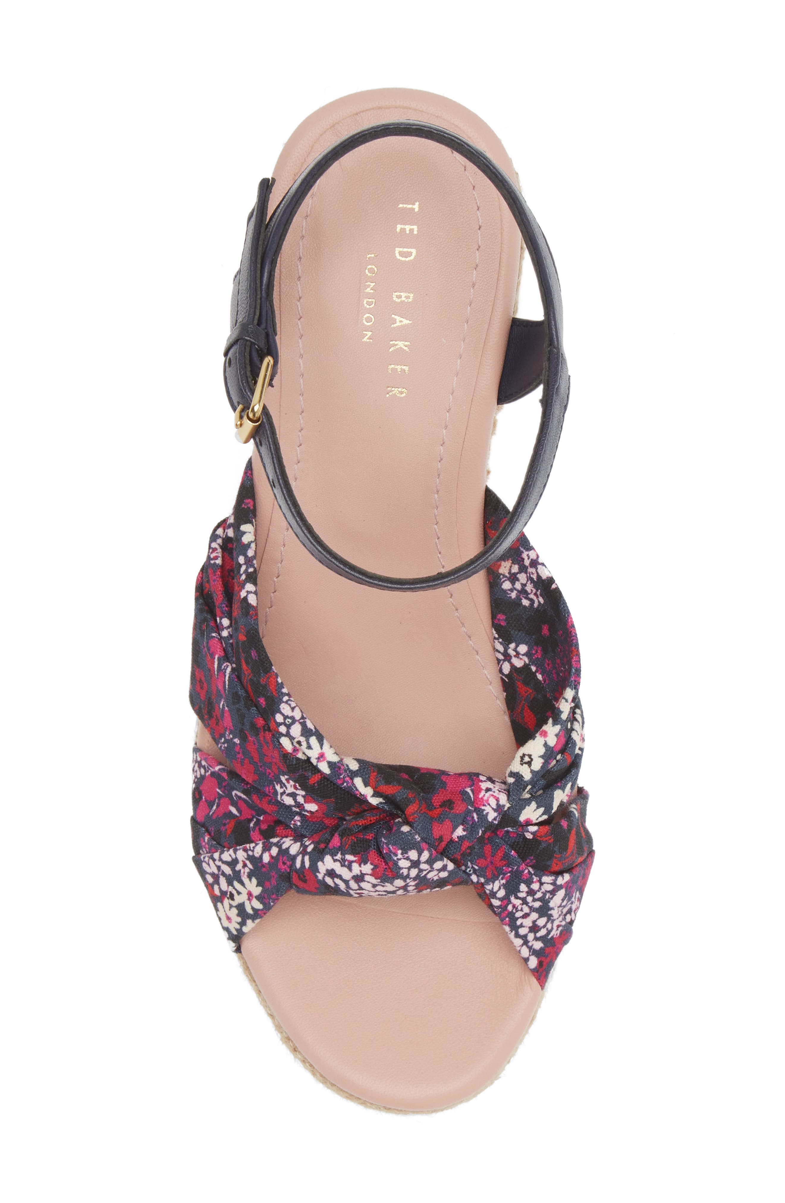 Ted Baker London Taylina Floral Espadrille Wedge Sandal, Alternate, color, Navy