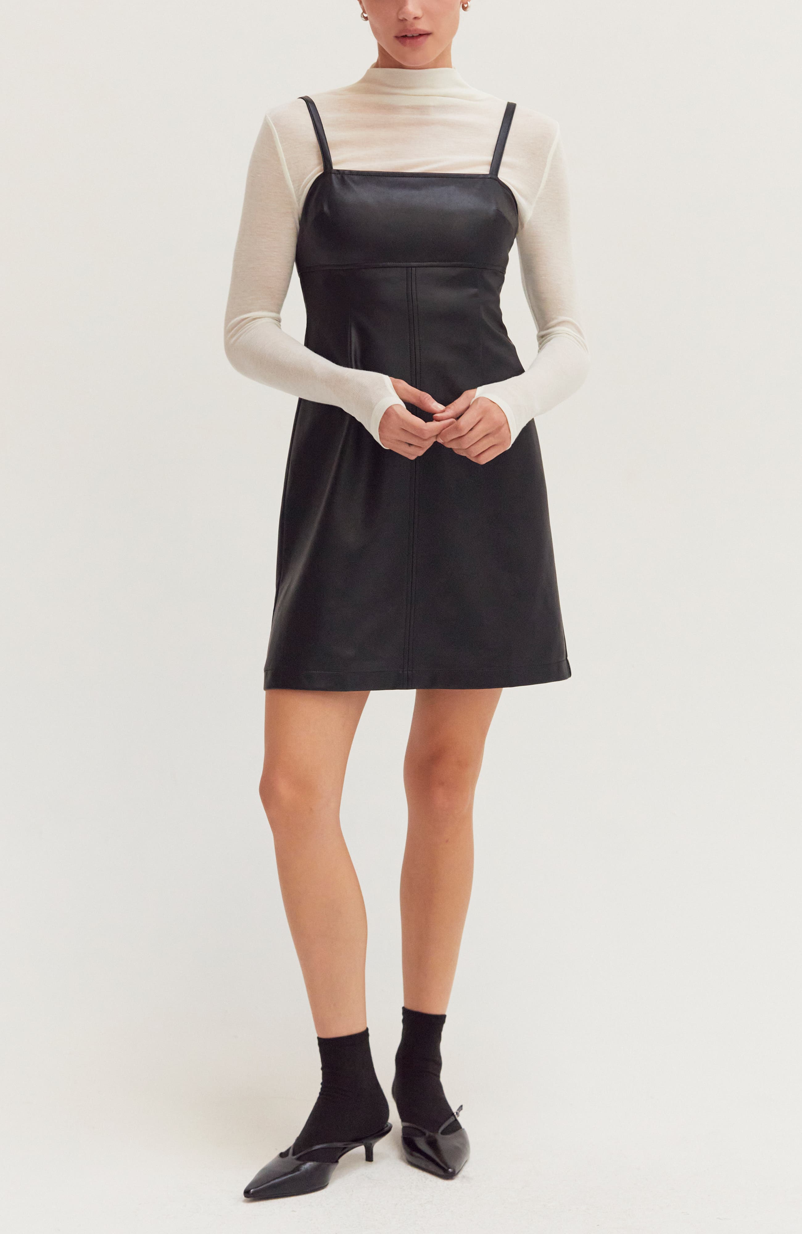 Faux Leather Mini Dress - image 2