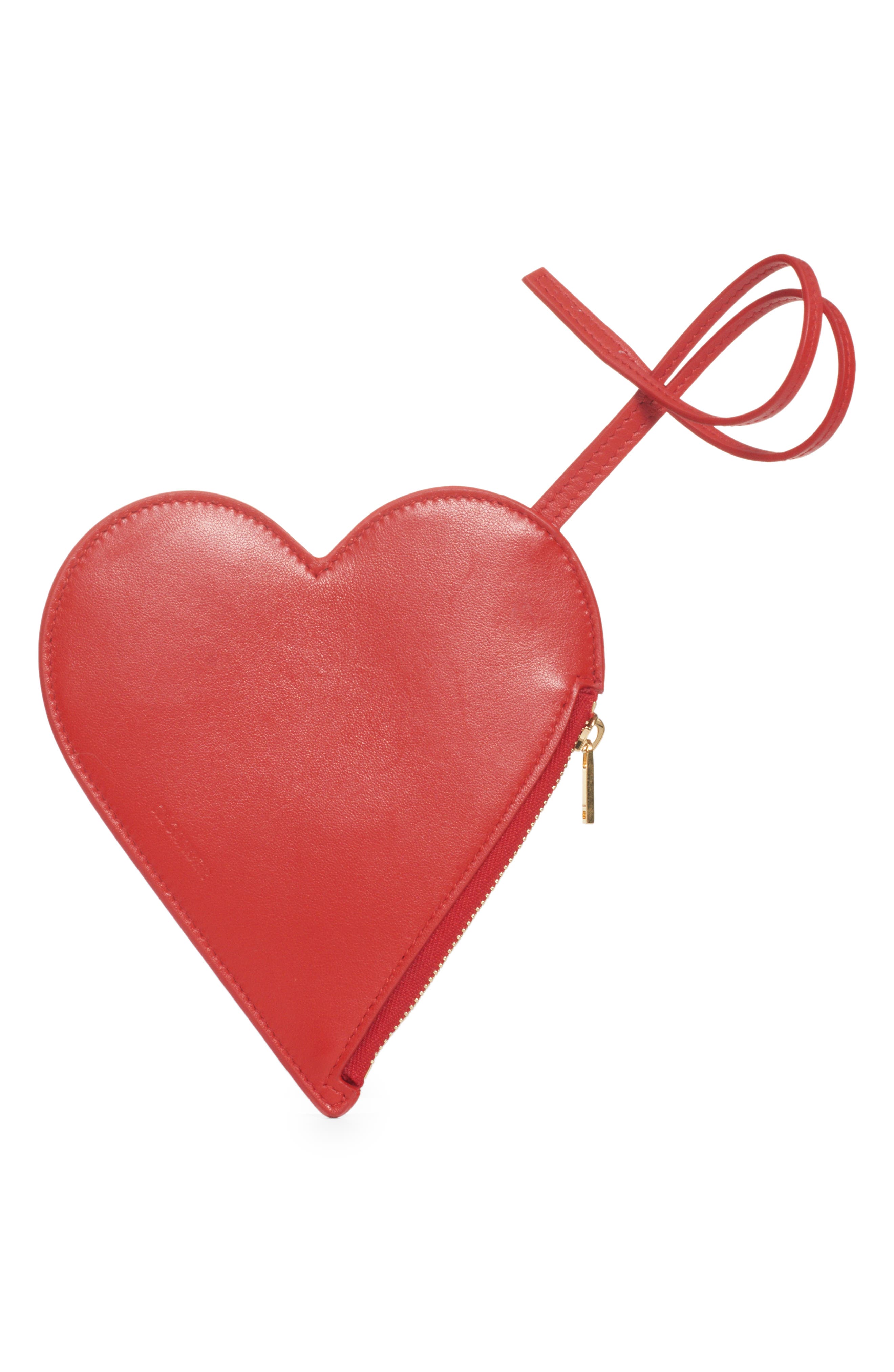 Jil Sander Heart Leather Coin Purse, Alternate, color, 