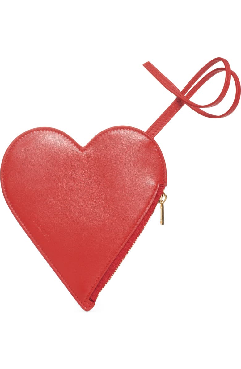 Jil Sander Heart Leather Coin Purse, Alternate, color,