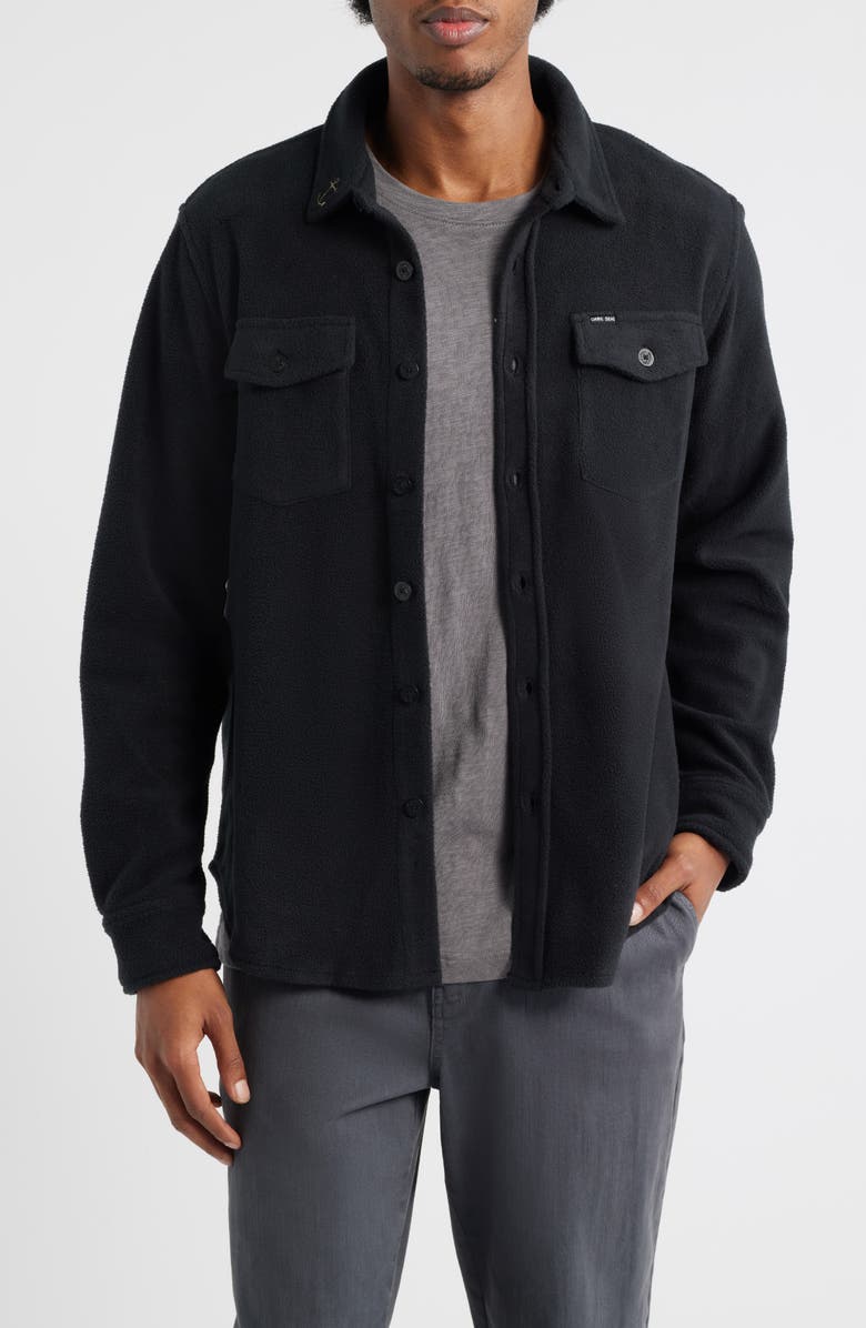 DARK SEAS Zulu Fleece Button-Up Shirt, Main, color, Black