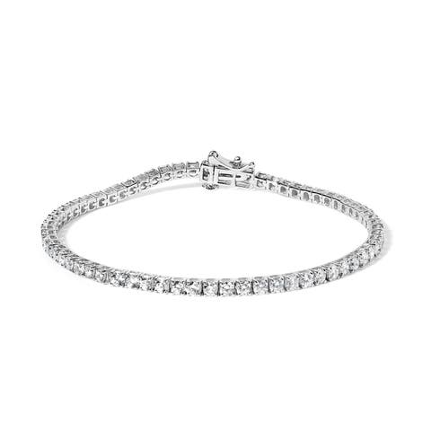 14K White Gold 3.0 Cttw Classic Lab-Grown Diamond Tennis Bracelet