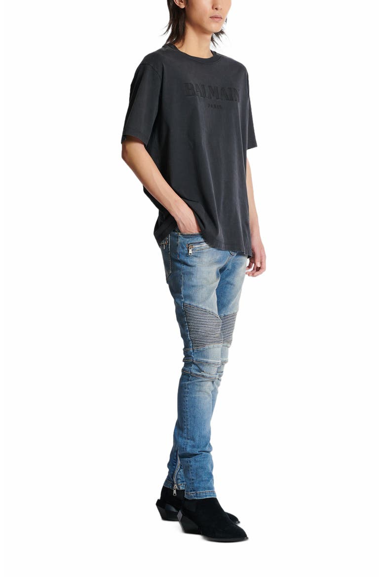 Vintage Balmain Embroidered T-Shirt, Main, color, Grey