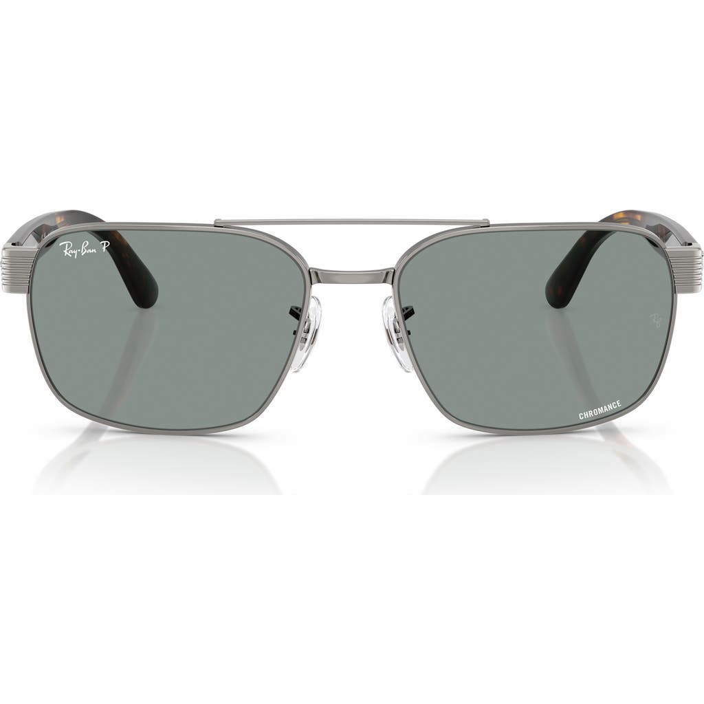 Ray Ban Ray-ban 61mm Chromance Polarized Square Sunglasses In Gunmetal