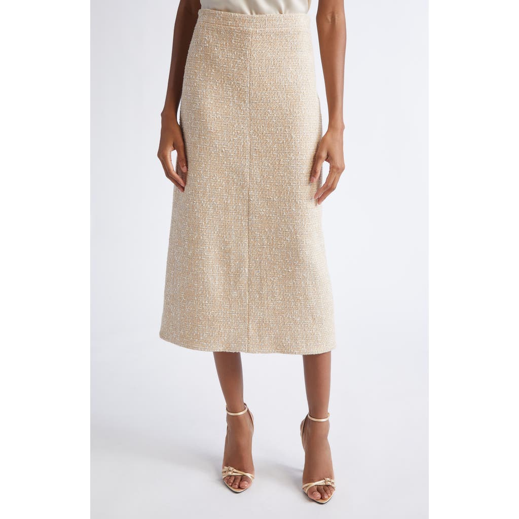 St John St. John Metallic Latte Tweed A-line Skirt In Neutral