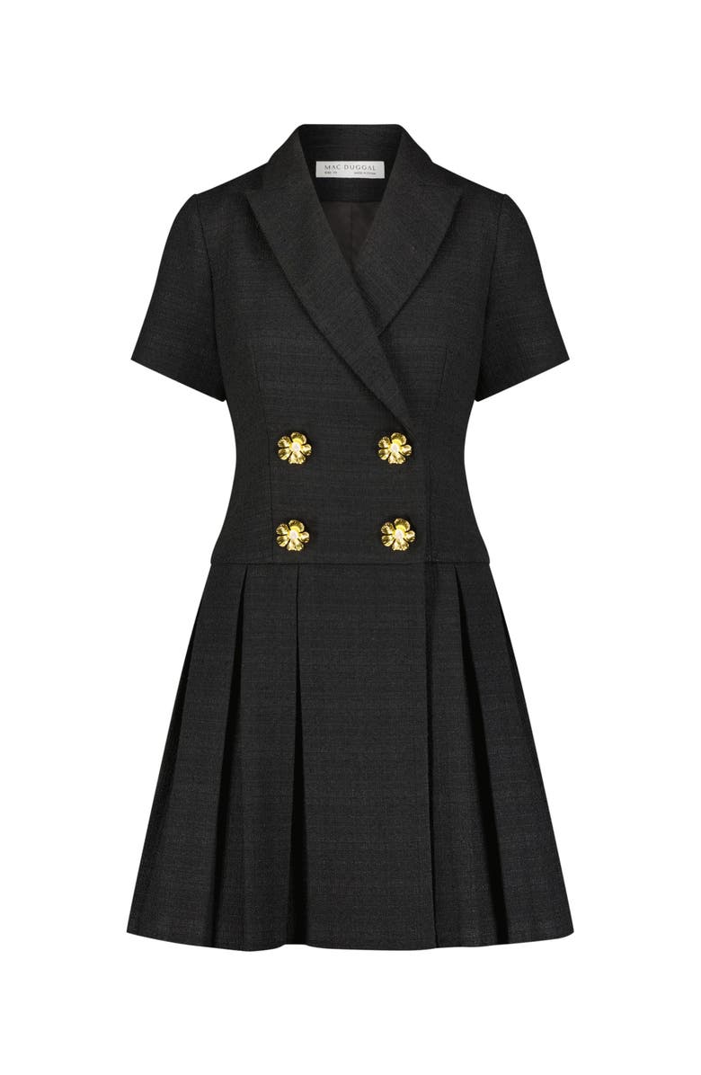 Mac Duggal Tweed Short Sleeve Blazer Mini Dress, Alternate, color, Black