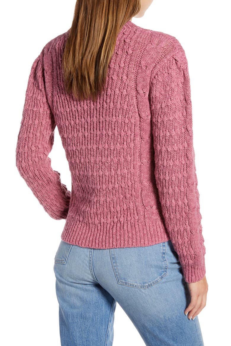 Cable Sweater (Nordstrom Exclusive), Alternate, color, PINK HEATHER