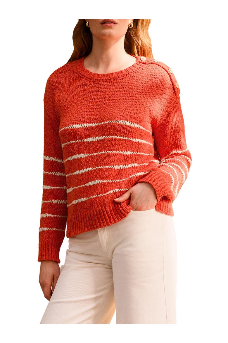 Drop Stitch Breton Sweater, Alternate, color, BURNT ORANGE