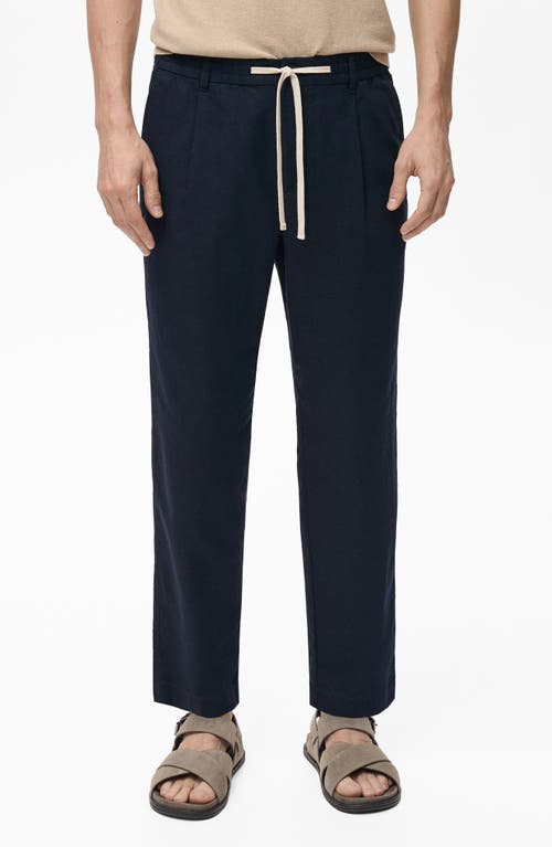 Mango Slim Fit Pants With Drawstring Waist In Black