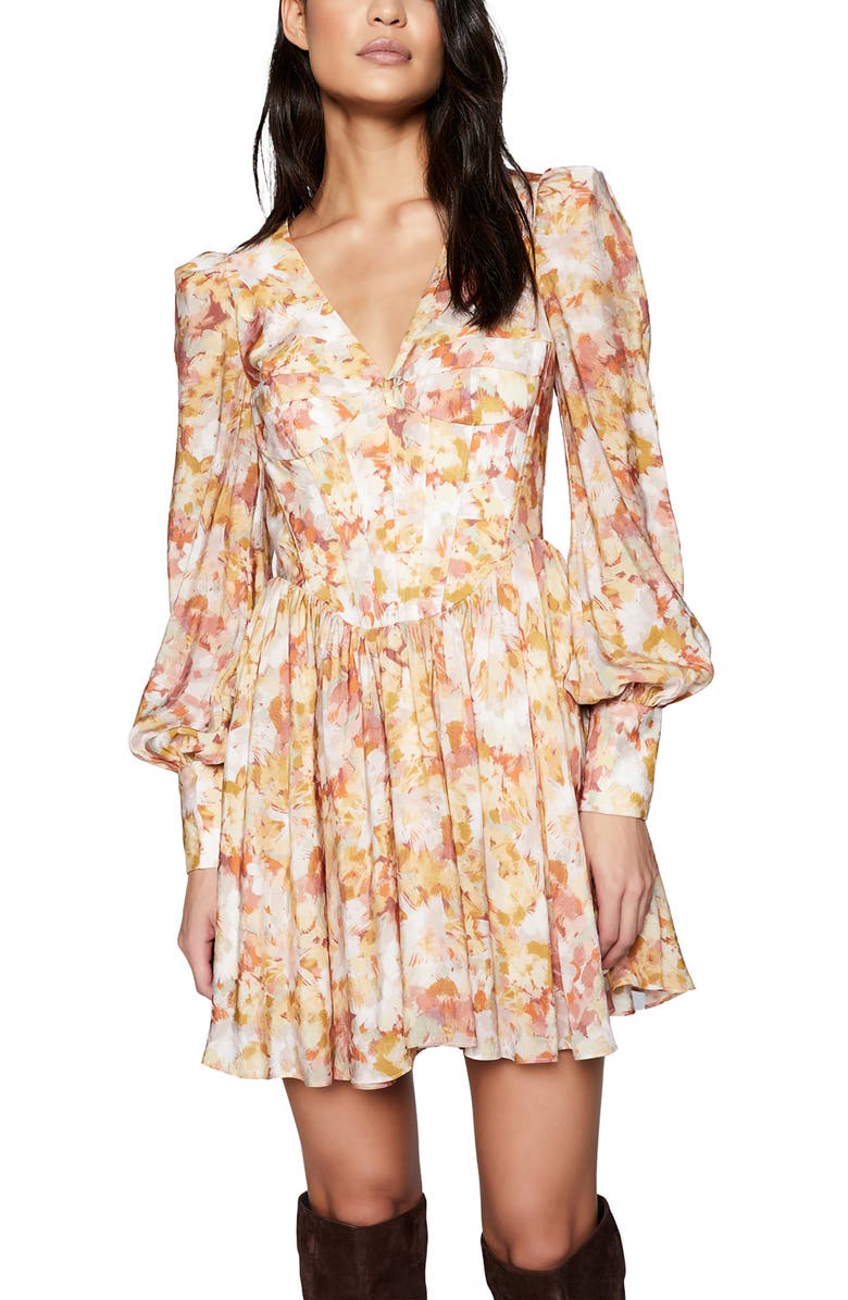 Bardot Zelina Corset Long Sleeve Minidress, Alternate, color,