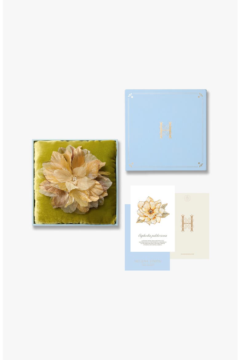 The Golden Poinsettia Floral Brooch, Alternate, color, Gold