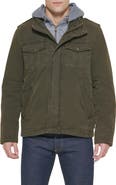 Levi's® Washed Cotton Faux Shearling Lined Hooded Military Jacket