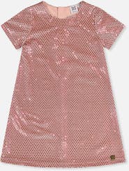 Deux par Deux Short Sleeve Sparkle Velour A-Line Dress