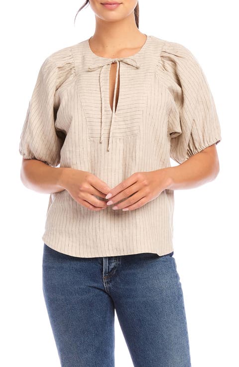 Imogen Pinstripe Puff Sleeve Top