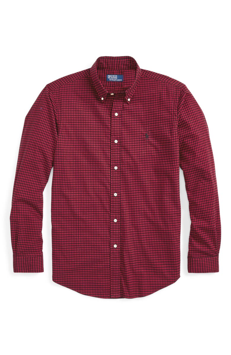 Polo Ralph Lauren Classic Fit Gingham Sanded Twill Button-Down Shirt, Alternate, color, 4192A Wine/Nero