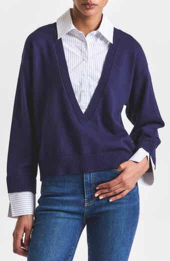 Derek Lam 10 Crosby Rida Cotton Blend Mixed Media Sweater