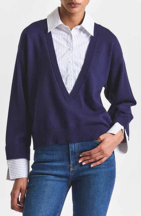 Derek Lam 10 Crosby Rida Cotton Blend Mixed Media Sweater