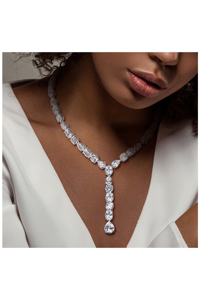 Lab Grown White Sapphire Necklace & Bracelet Set, Alternate, color, SILVER