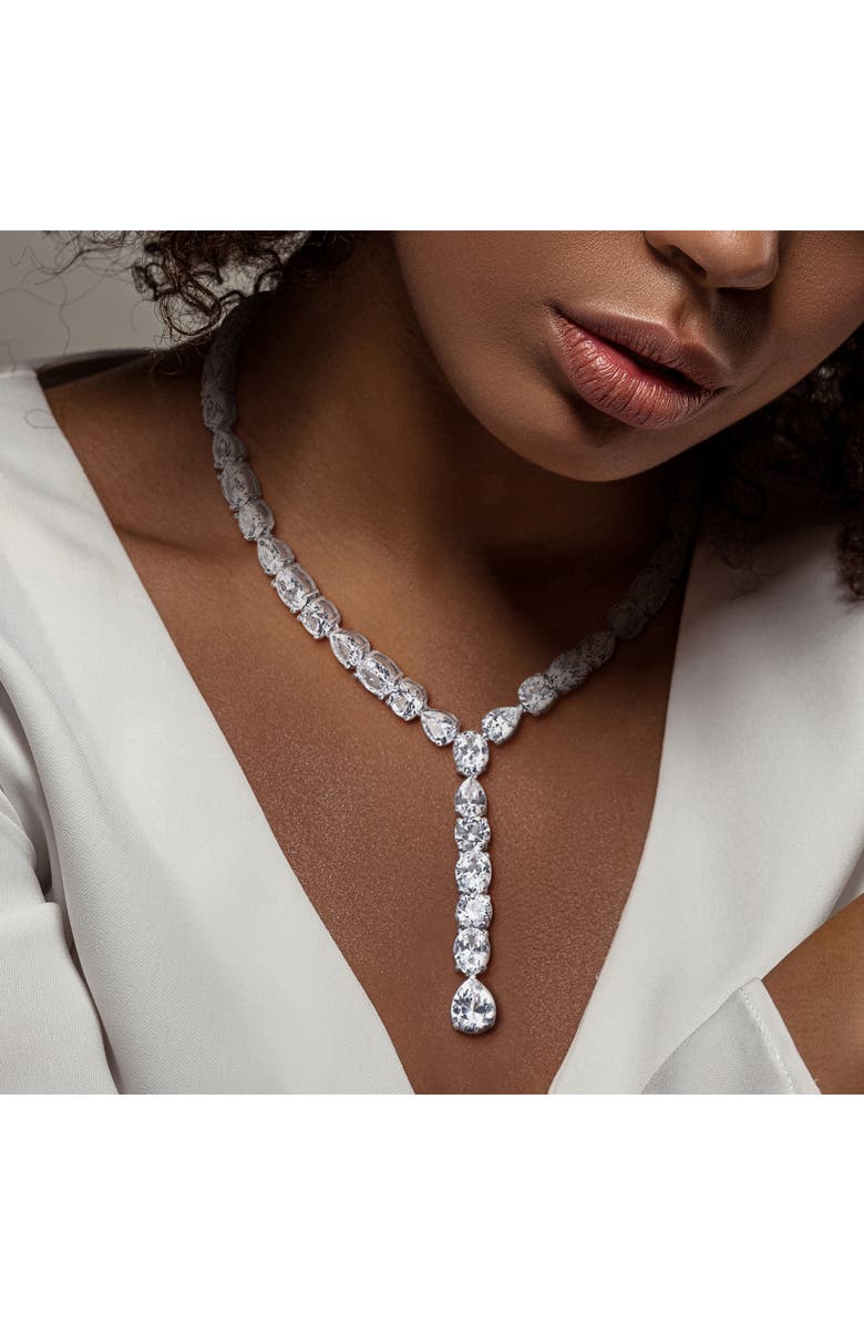 DELMAR Lab Grown White Sapphire Necklace & Bracelet Set, Alternate, color, 