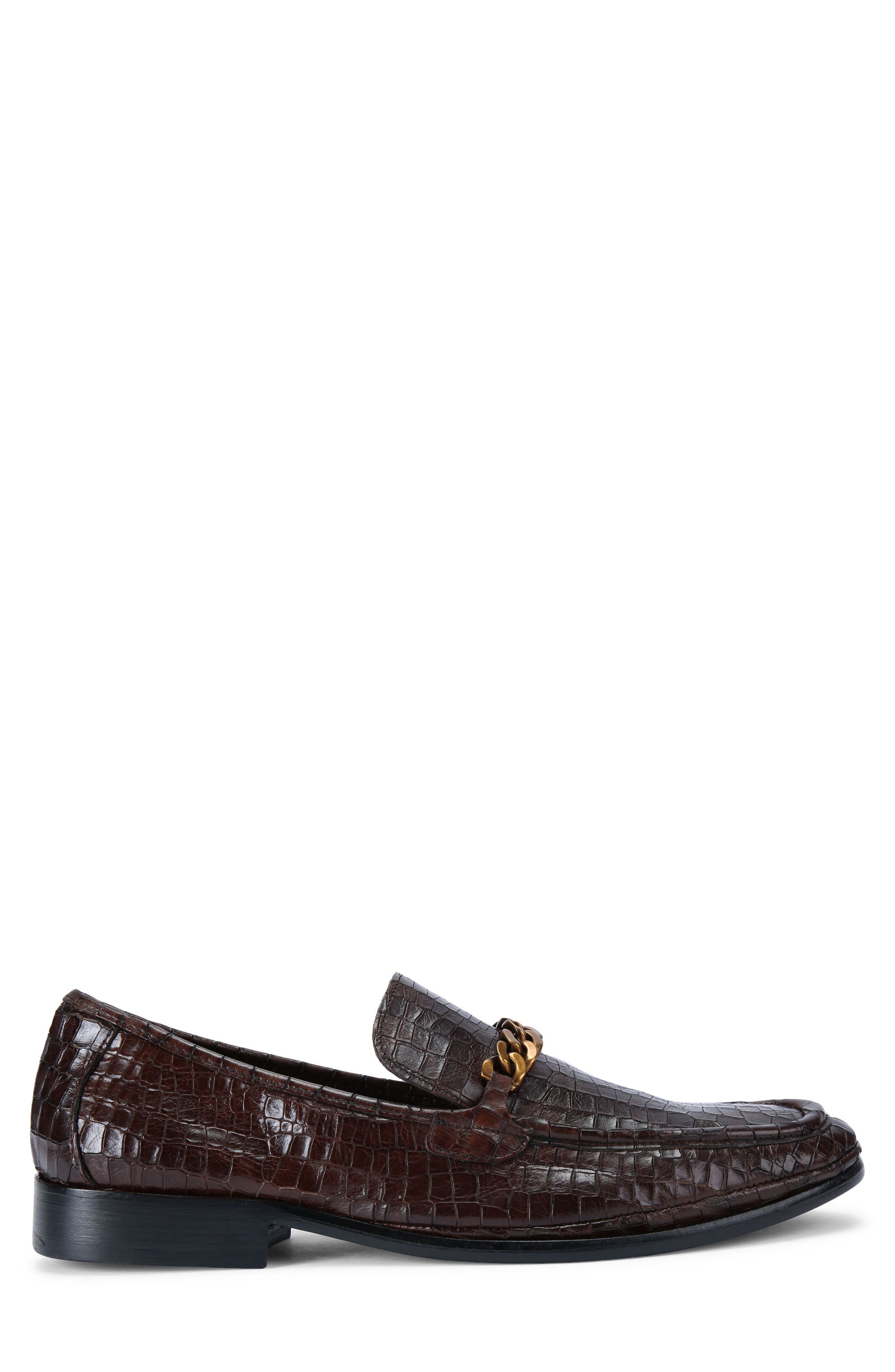 Luca Croc Embossed Loafer, Main, color, OPEN BROWN