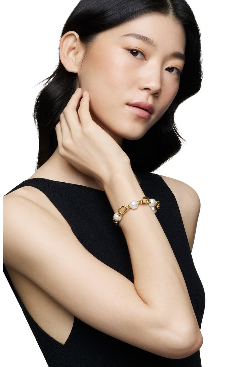 DY Madison® Pearl Chain Bracelet in 18K Yellow Gold, 11mm, Alternate, color, PEARL/ YELLOW GOLD