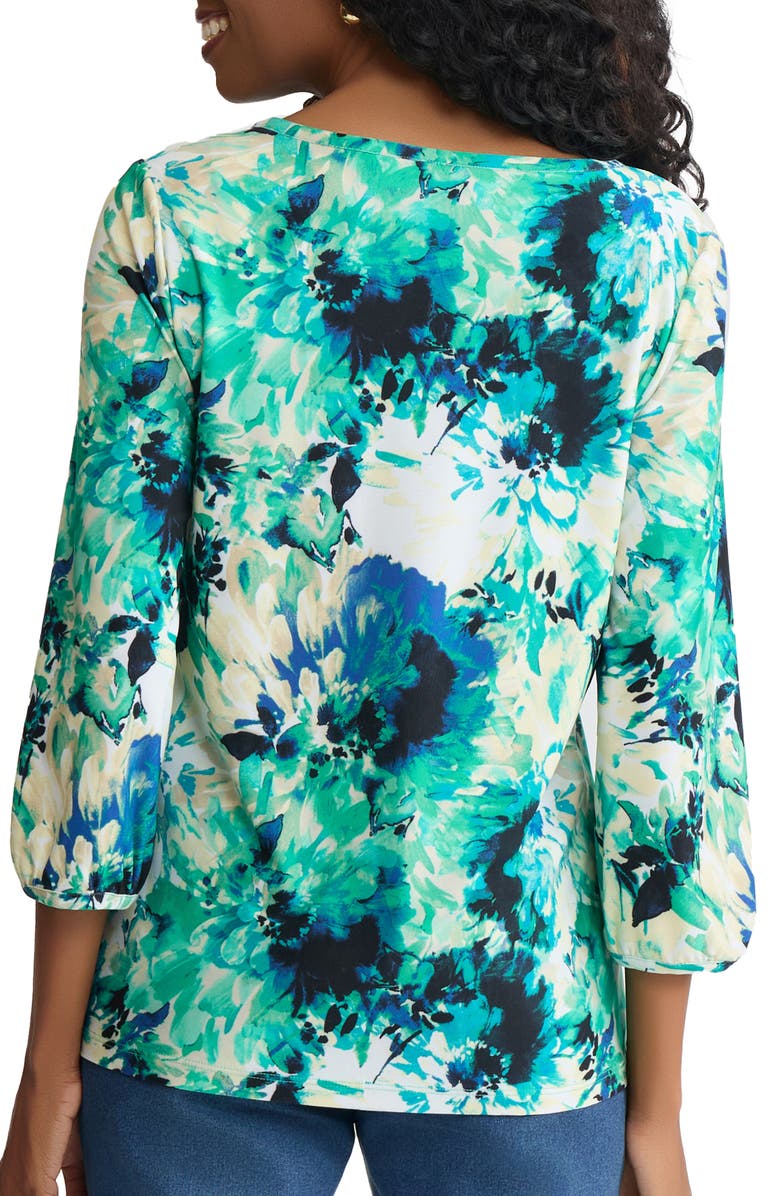 Jones New York Floral Three Quarter Sleeve Top, Alternate, color, 