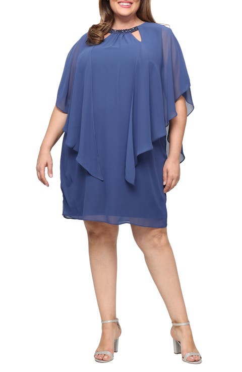 Cutout Crystal Embellished Neck Shift Cocktail Dress