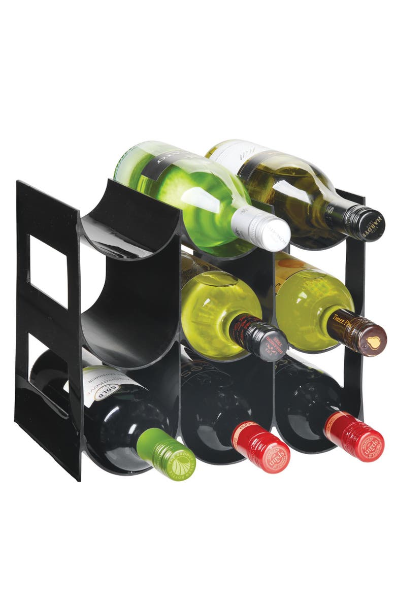 mDesign Plastic Water Bottle/Wine Rack Organizer, 3 Tiers, 9 Bottles, Alternate, color,