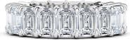 HauteCarat Emerald Cut Lab Created Diamond 18K Gold Eternity Band