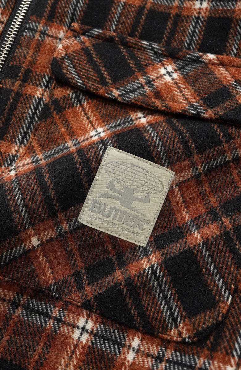 Butter Goods Woods Plaid Zip-Up Shirt Jacket, Alternate, color, Sunset