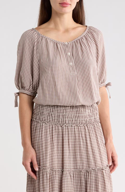 Gingham Bubble Hem Top