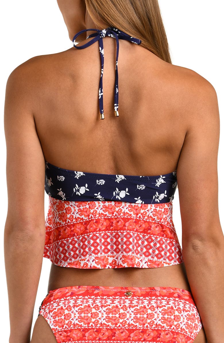 Sunshine 79 Flowers & Stripes Halter Bandeau Tankini Top, Alternate, color,