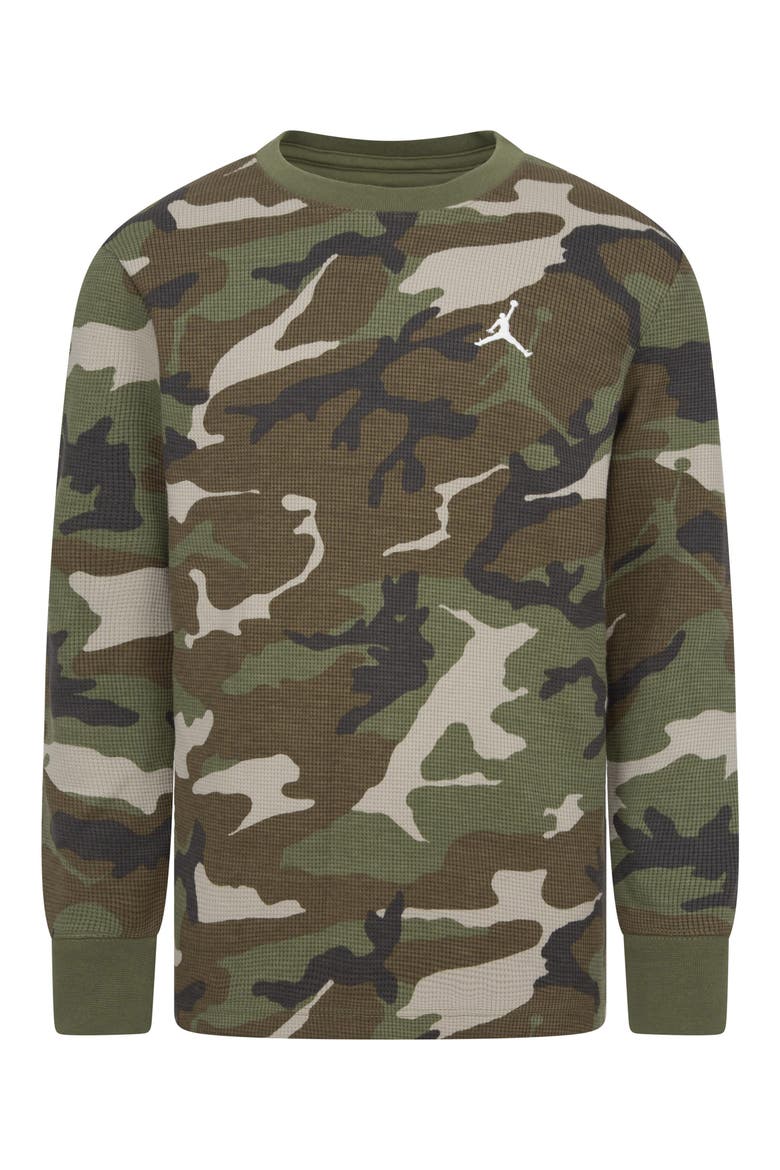 Kids' Brooklyn Essentials Camo Long Sleeve Waffle Knit T-Shirt, Main, color, MEDIUM OLIVE