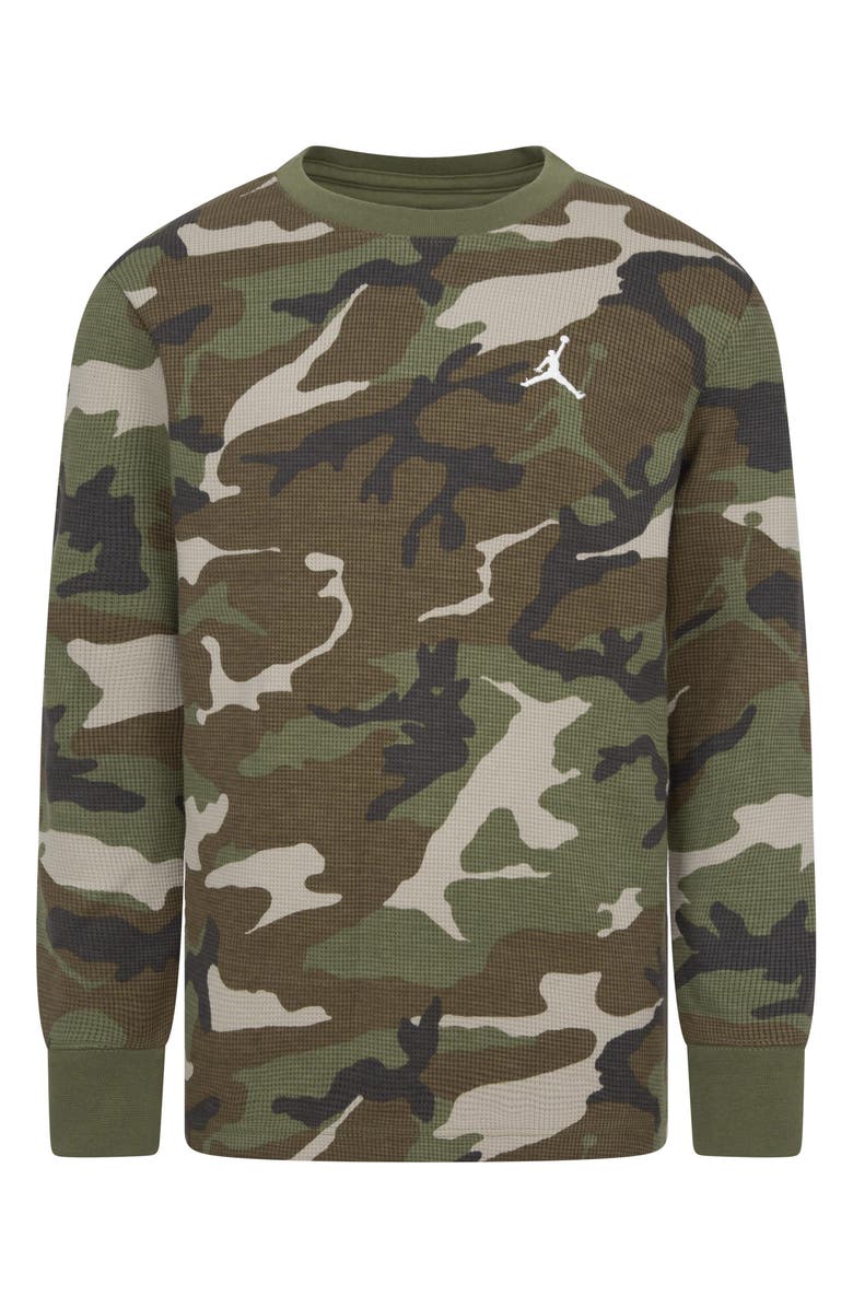 Jordan Kids' Brooklyn Essentials Camo Long Sleeve Waffle Knit T-Shirt, Main, color,
