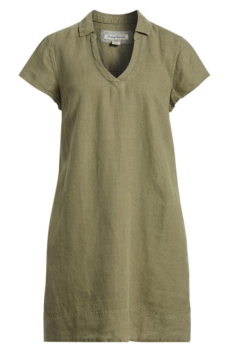 Tommy Bahama Two Palms Short Sleeve Linen Dress, Alternate, color, Tea Leaf