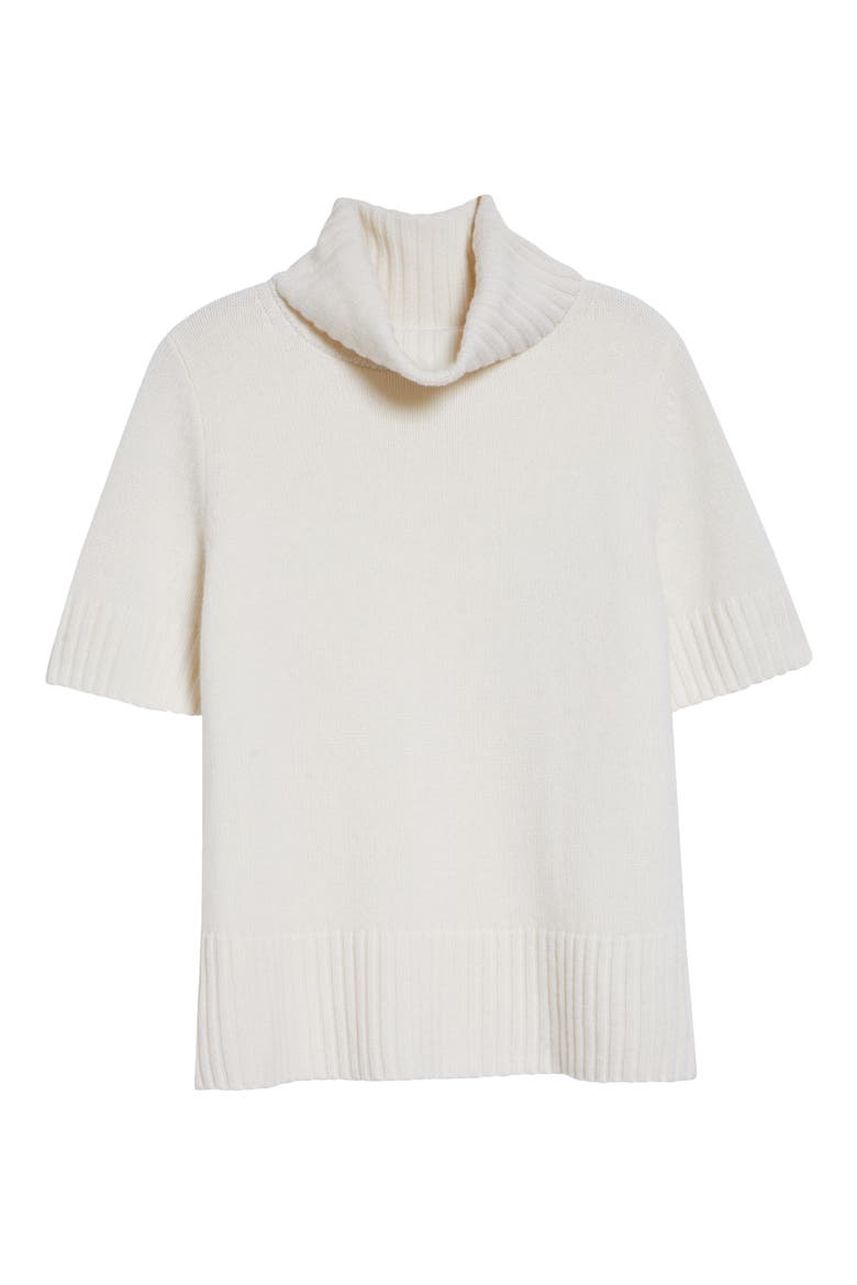 Elena Short Sleeve Cashmere Turtleneck Sweater, Alternate, color, CREAM