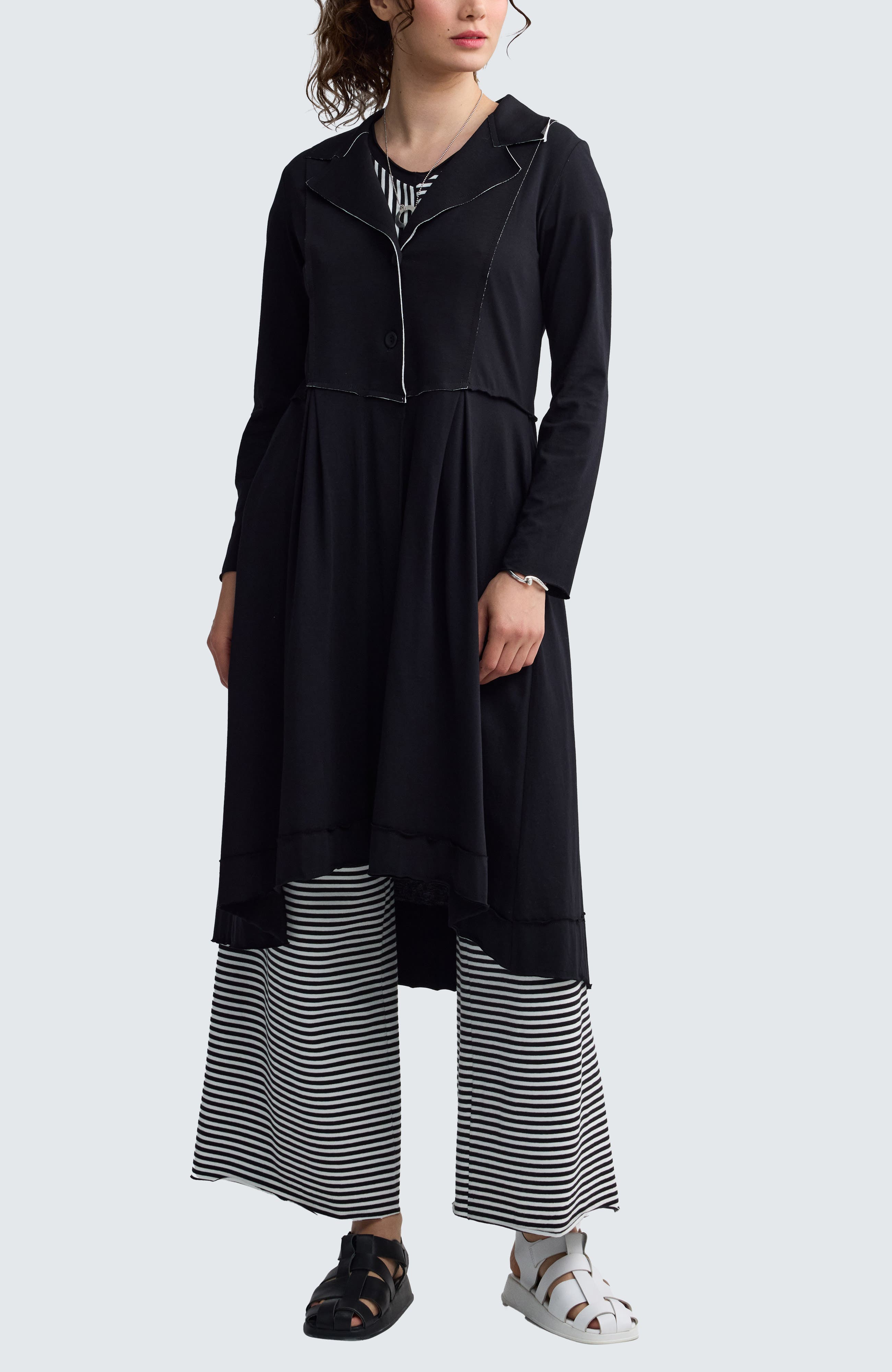 Ysolde Contrast-Stitch Long Jacket - image 2