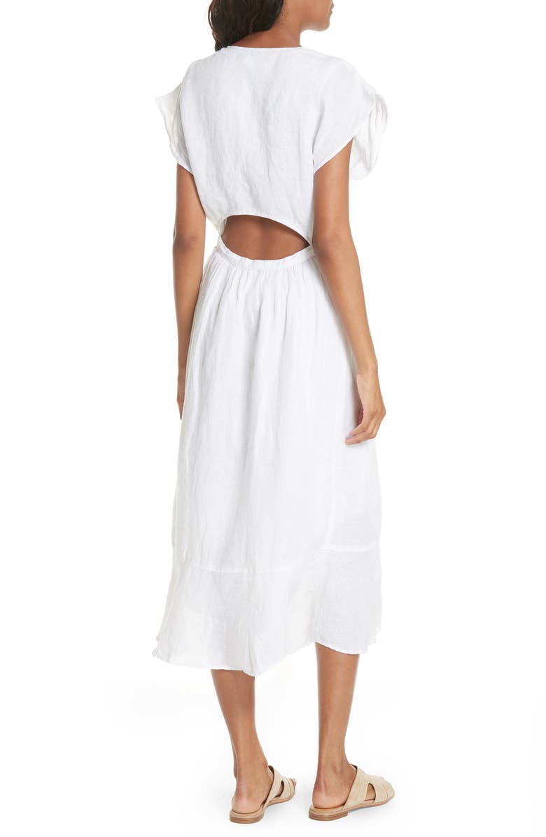 Joie Filma Back Cutout Linen Wrap Dress, Alternate, color, 