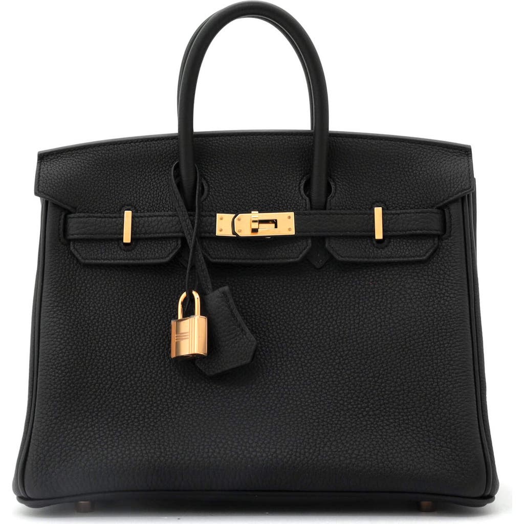 Pre-owned Hermes  Hermes Birkin Handbag Black Togo With Rose Gold Hardware 25 In Black