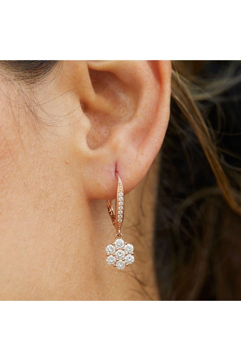 18K Rose Gold Vermeil Sterling Silver CZ Drop Earrings, Alternate, color, ROSE