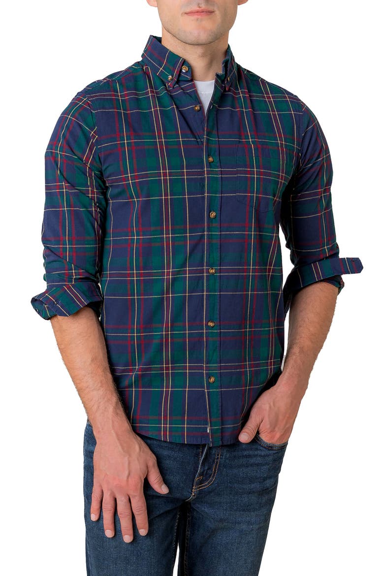 Organic Stretch Poplin Button Down Shirt, Main, color, Scottish Plaid