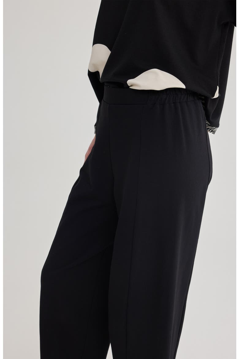 Maja O-Shape Cotton Jersey Pants, Alternate, color, Black