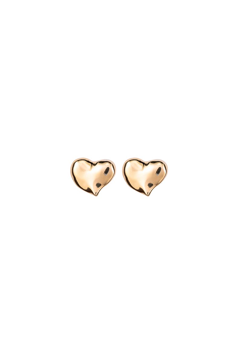 18K gold-plated medium sized heart shaped earrings, Main, color, Gold