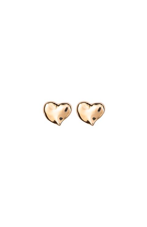 18K gold-plated medium sized heart shaped earrings